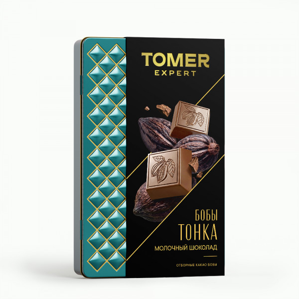 №1 Фабрика Томер металлический бокс Молочный шоколад БОБЫ ТОНКА , 90г в Троицке