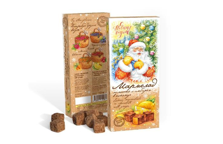 Сладарт(11443) Мармелад НОВОГОДНИЙ Лимонный с имбирём в тёмном шоколаде, 150г    в Троицке