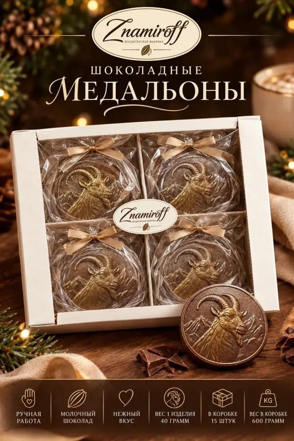 №1 Фигурный шоколад Медальоны Козлики(15шт по 40г) в Троицке