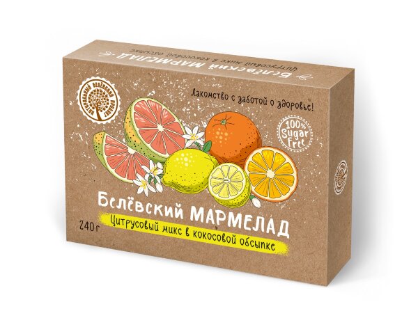 №2 Мармелад белевский на фруктозе 240г "Цитрусовый микс" в Троицке